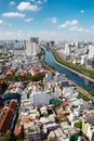 Top view of Ho Chi Minh City with the river Saigon SÃÂ´ng SÃÂ i GÃÂ²n Royalty Free Stock Photo